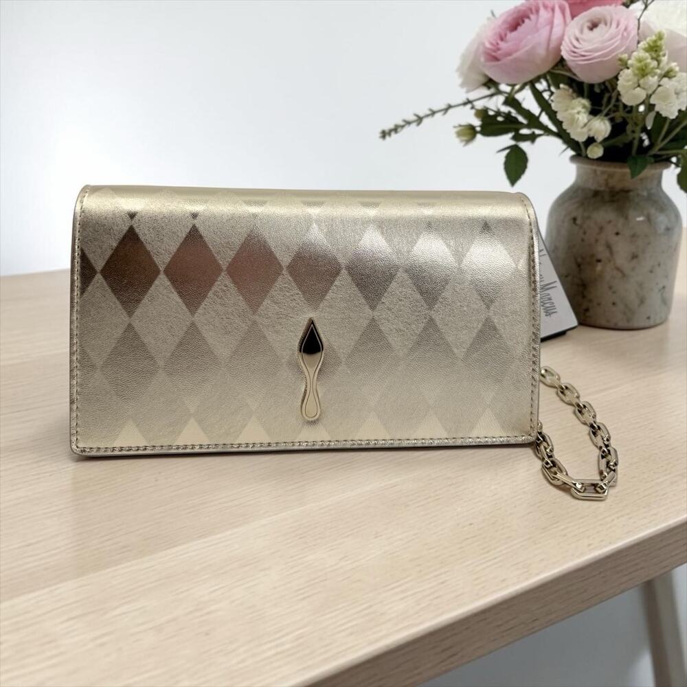 Christian Louboutin Bettina Metallic Clutch w/Chain